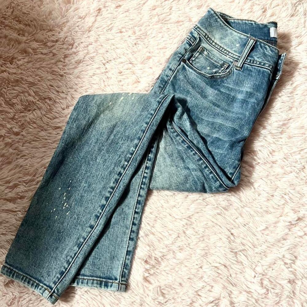 Cabi 5492 Womens Cinch Skinny Jeans Sz 6 Blue Bleach Splatter Mid Rise Grunge